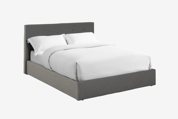Estrutura de cama ALNOR 135x190 cinzento/preto