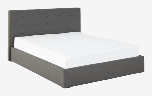 Estructura de cama ALNOR 135x190 almacenaje tela gris oscuro