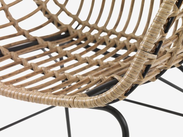 Mesa FAUSING L220 negro + 4 sillas ILDERHUSE natural
