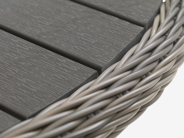 Mesa GAMMELBY Ø130 + 4 sillas GAMMELBY gris