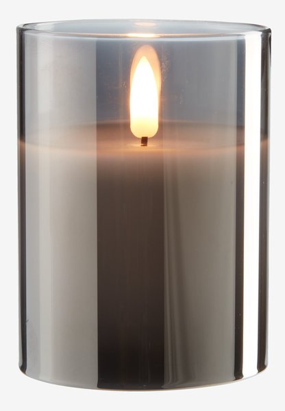 LED pillar candle KLAUS D8xH10cm grey