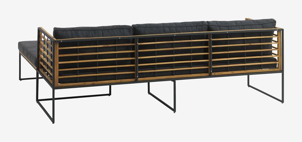 Sofa UGILT szezlong 3-miejscowy drewno