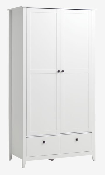 Garde-robe NORDBY 105x200 2 portes 2 tiroirs blanc