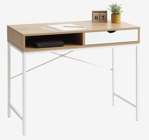 Desk TRAPPEDAL 48x95 1 draw oak colour/white