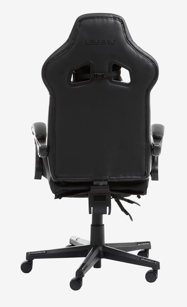 Gaming chair HALLUM w/leg support black faux leather