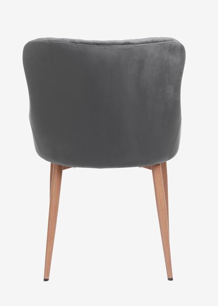 Dining chair PEBRINGE velvet grey/oak