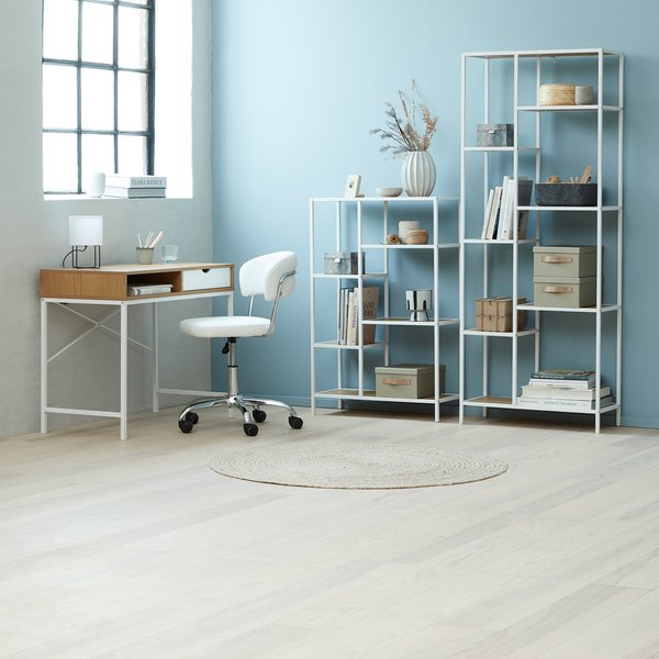 Shelving unit TRAPPEDAL 5 shelves oak color/white