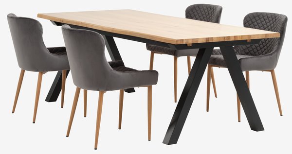 Esstisch SANDBY 100x210 eiche natur/schwarz
