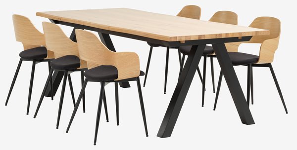 Esstisch SANDBY 100x210 eiche natur/schwarz
