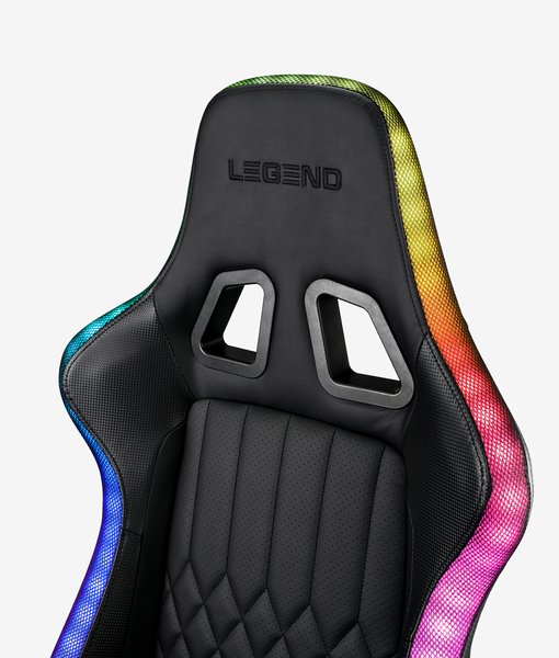 Gaming chair RANUM with LED black faux leather/black
