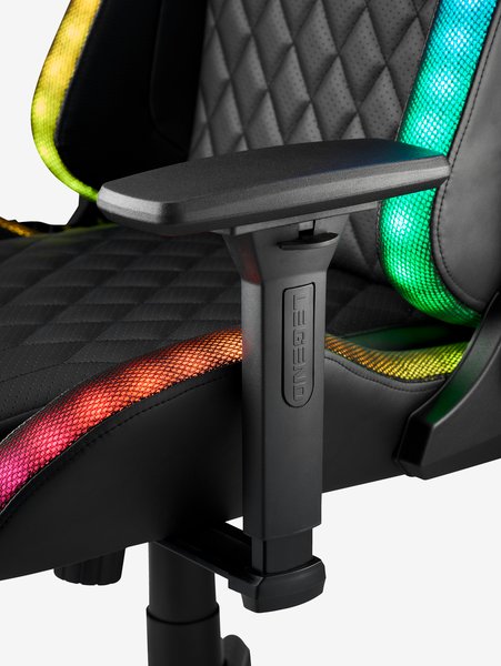 Gaming chair RANUM with LED black faux leather/black