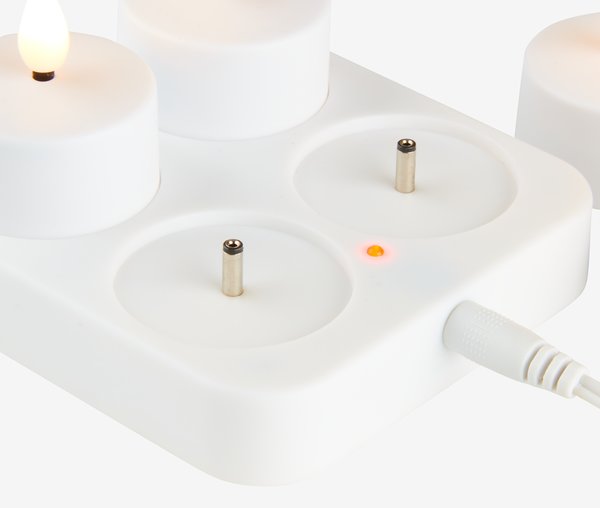 Bougies LED chauffe-plat IVAN a/chargeur+télécommande 4pcs