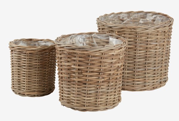 Planter basket SANSEBIE D40/33/25 kubu natural 3pcs/set