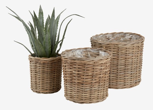 Panier pour plantes SANSEBIE Ø40/33/25 kubu naturel 3pcs/lot