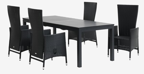 VATTRUP Μ206/319 τραπέζι + 4 SKIVE καρέκλες μαύρο