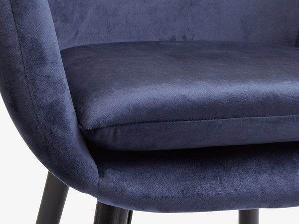 Armchair UDSBJERG blue velvet/black