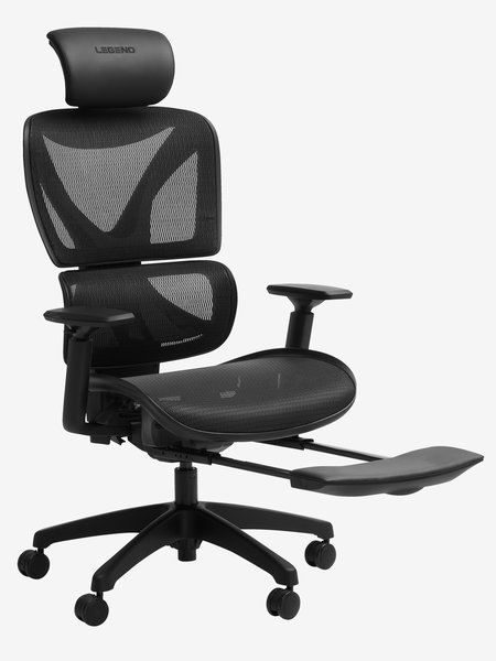 Krzesło gamingowe GERLEV podnóżek czarny