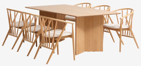 VESTERBORG L200 table oak + 4 ARNBORG chairs oak