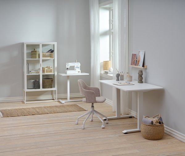 Chaise de bureau professionnelle REERSLEV tissu sable/blanc