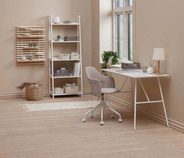 Chaise de bureau REERSLEV tissu sable/blanc