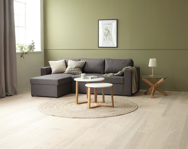 Divano letto con chaise longue MARSLEV tessuto grigio scuro