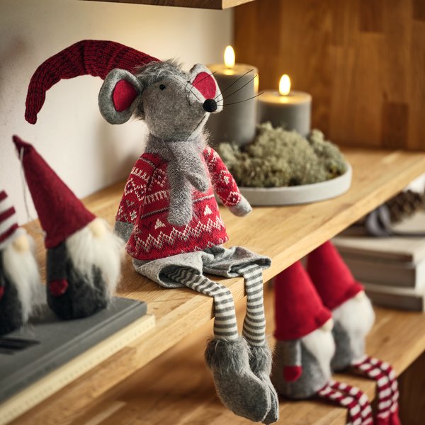 Souris de Noël GYLVE H67cm gris