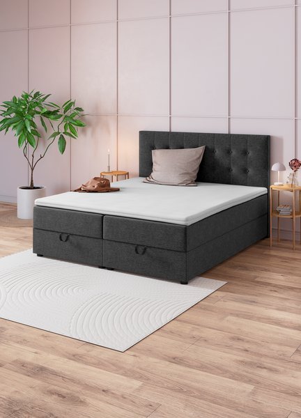Boxspring postel 90×200 cm HOLDA STORAGE GC25 šedá-40