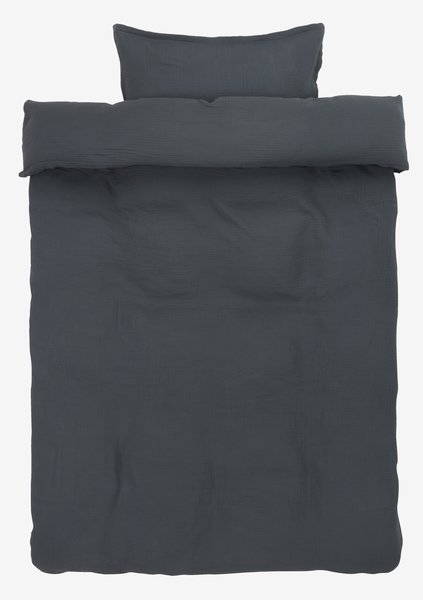 Juego funda nórdica muselina MALOU 155x220 gris oscuro