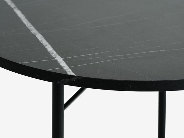 Hjørnebord TURUP Ø40 marmor-look/svart