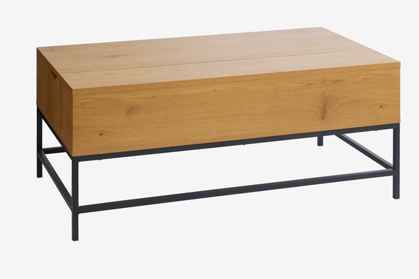 Table basse AABENRAA L110 plateau relevable/rang. coul.chêne