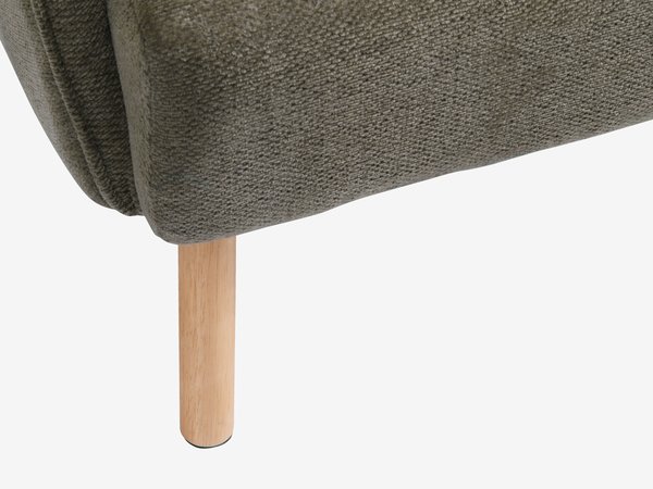 Fauteuil BREDAL tissu vert olive/coloris chêne