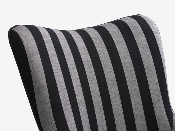 Armchair SIMESTED striped black/beige fabric