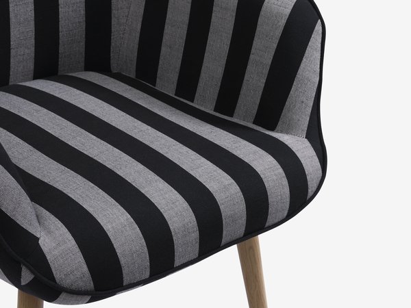 Armchair SIMESTED striped black/beige fabric