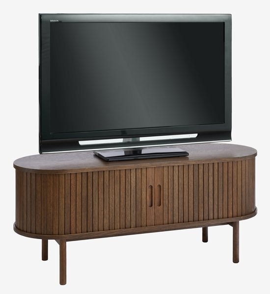 Meuble TV LYNGVIG 120cm 2 portes tambours chêne foncé