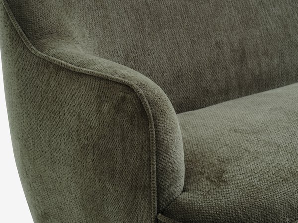 Sofa BREDAL 2.5 seater olive green fabric/oak colour