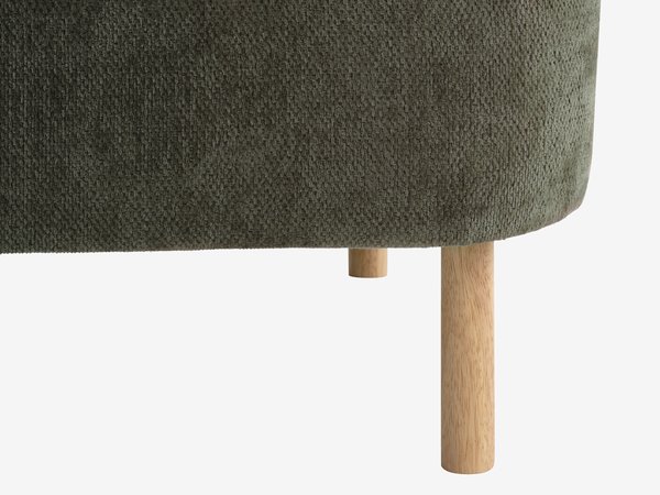 Sofa BREDAL 2.5 seater olive green fabric/oak colour