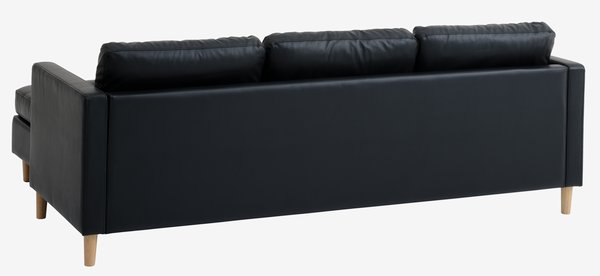 Sofá FALSLEV chaise longue polipiel negro
