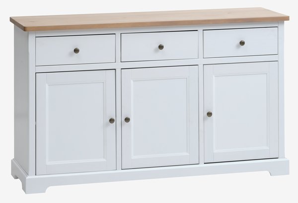 Buffet VISLINGE 3 portes 3 tiroirs naturel/blanc