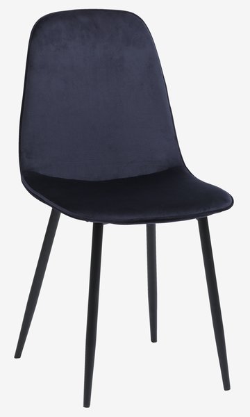 Trpezarijska stolica BISTRUP baršun tamno plava/crna