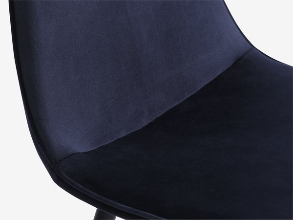 Chaise BISTRUP velours bleu foncé/noir