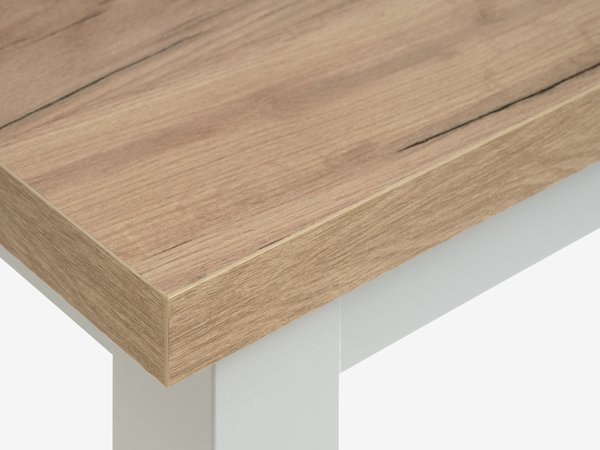 Dining table MARKSKEL 150/193 light grey/oak colour