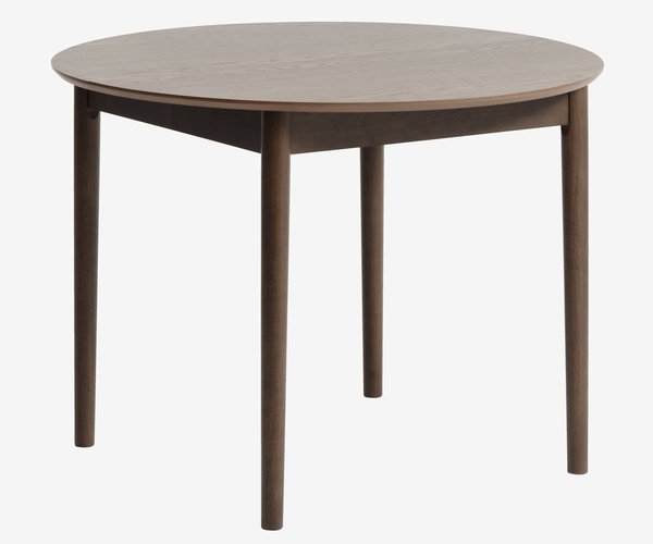 Table MARSTRAND Ø110/110x200 chêne foncé