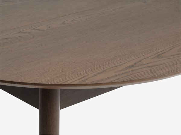 Table MARSTRAND Ø110/110x200 chêne foncé