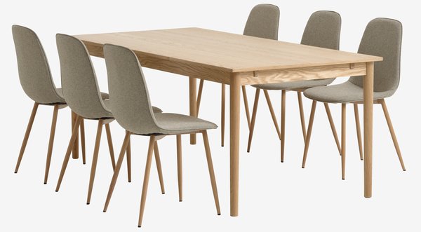 MARSTRUP L190/280 table oak + 4 BISTRUP chairs sand