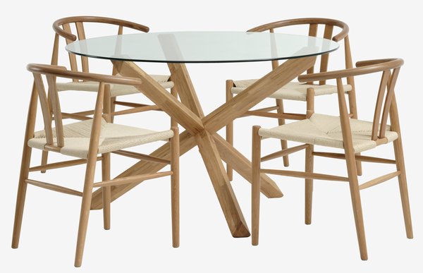AGERBY D119 table oak + 4 GUDERUP chairs oak/natural