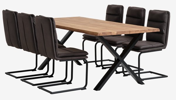 ROSLEV L200 table natural oak + 4 ULSTRUP chairs anthracite