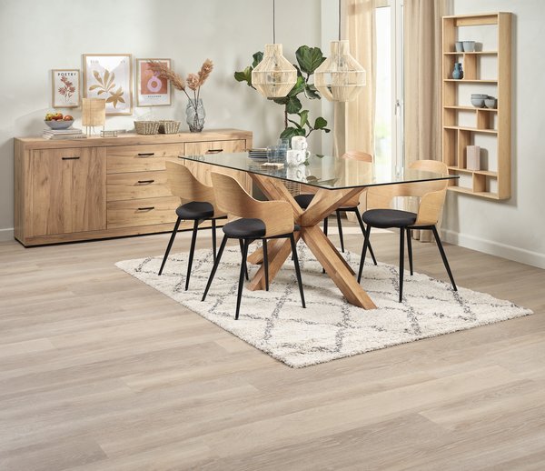 AGERBY L190 table chêne + 4 HVIDOVRE chaises chêne/noir