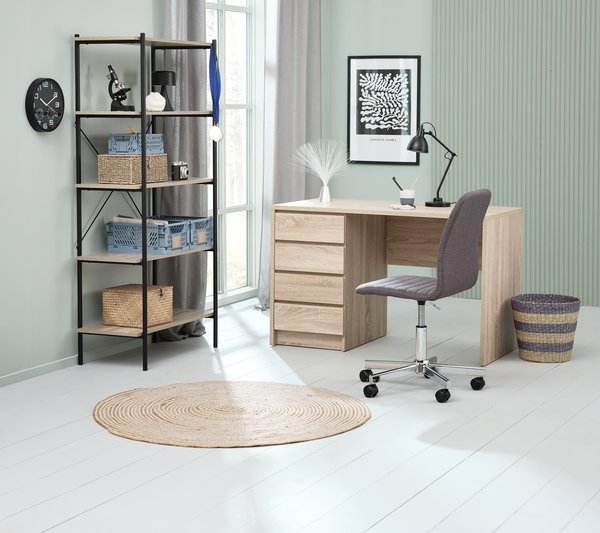 Chaise de bureau ABILDHOLT tissu gris foncé/chrome