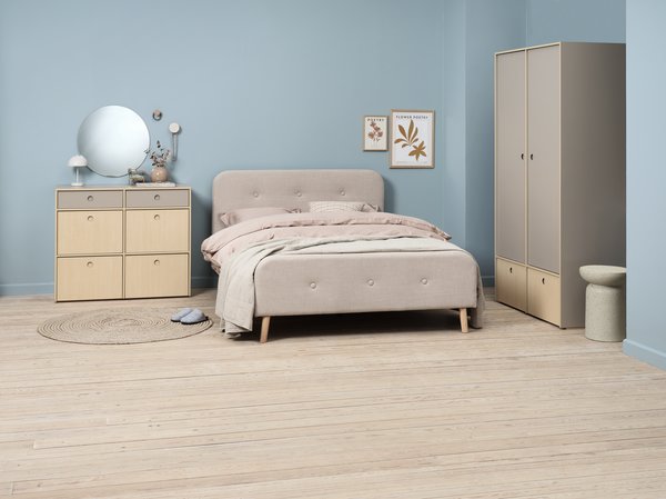 Bettgestell KONGSBERG 160x200 Stoff beige