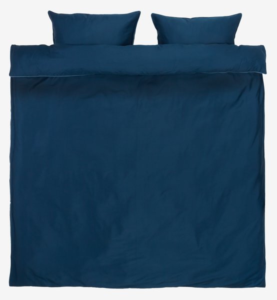 Parure de lit Satin SANNA 200x220 bleu foncé